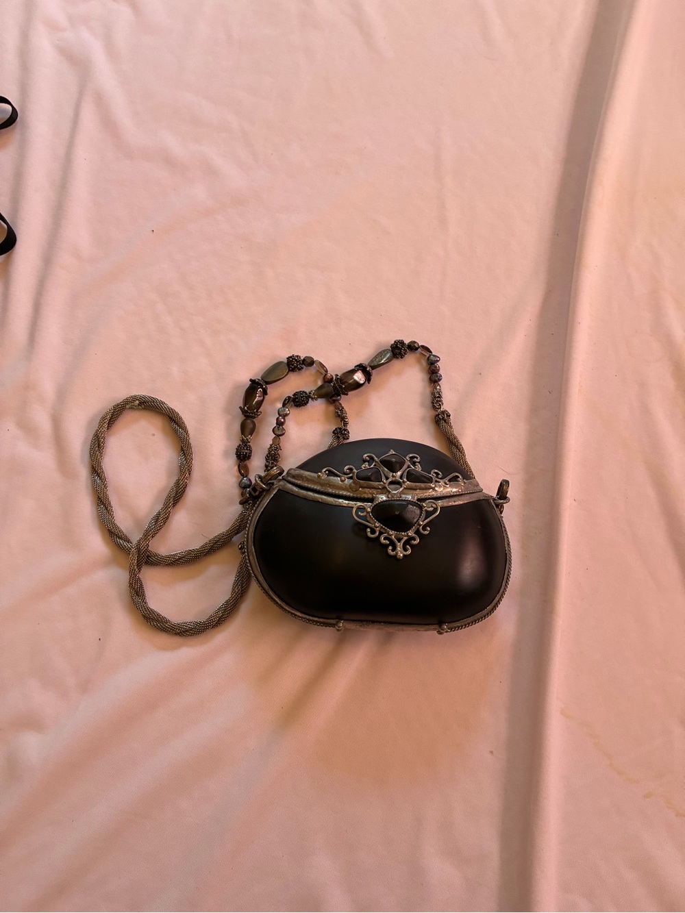 Maya Evangelista rare hard shell purse w Ornate Gunmetal Accents